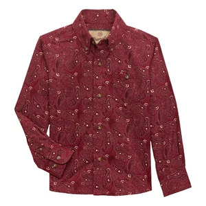 Wrangler Boy's Classic Red Paisley Western Button Down Shirt 112356520 - Picture 1 of 8
