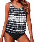 Yonique Two Piece Blouson Large Tankini For Loose Fit And Modest Bathing