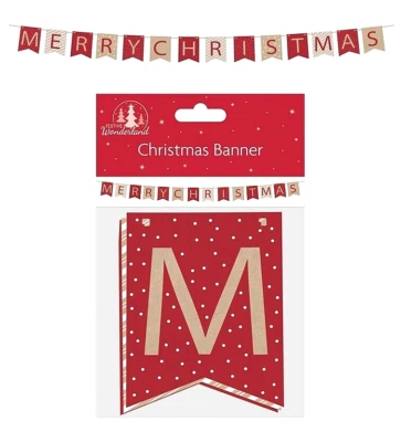 MERRY CHRISTMAS Bunting Flag Garland Banner Hanging Shop Decoration Party
