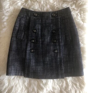 BCBG MaxAzria Gr. 2 marine weiß gefüttert A-Linie Rock Knöpfe - Bild 1 von 5