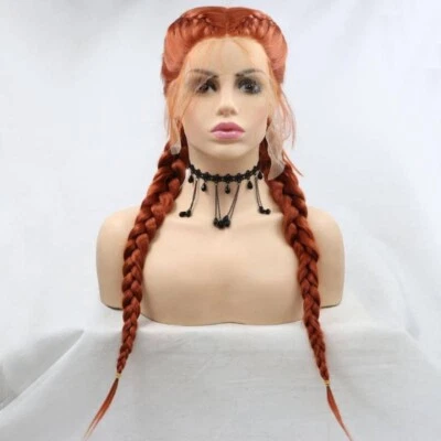 Braided Wig Blonde White Double Braids Synthetic Lace Front Wig - Image 1 of 4