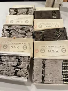 VTG DMC Dollfus-Mieg Embroidery Thread Lot Mixed 6 Boxes Paris Coton Perle - Picture 1 of 9