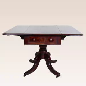 Antique Desk Extending Drop Leaf Library Writing Table Mahogany Victorian Large - Picture 1 of 14