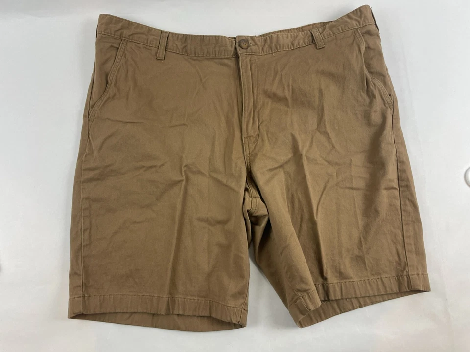 [g] George Chino Shorts Men's Size 42 Brown Flat Front Buttoned Back Pockets - Image 1 of 4