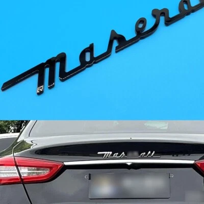 3D Raised For Maserati Emblem Trunk Nameplate Glossy Black Letter Badge Decal - Image 1 of 4