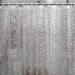 EVA Clear Thin Shower Curtain Liner 3D Pebble Pattern Bathroom Shower Curtain - Picture 1 of 11