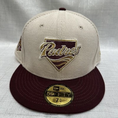 NEW ERA 59FIFTY SAN DIEGO PADRES MLB 40th ANNIVERSARY CORDUROY FITTED HAT 7 3/4 - Image 1 of 4