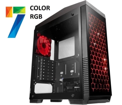 DIYPC DIY-G5-BK K3VLAR FTX RGB USB 3.0 T. Glass ATX Mid Tower Desktop PC Case - Image 1 of 4