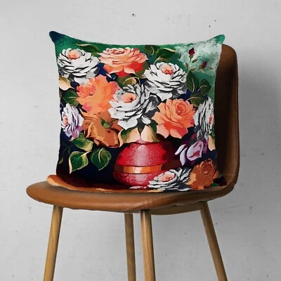 Elegant Vintage Cozy Floral Farmhouse Woven Tapestry Throw Cushion Pillow Covers - Image 1 of 4