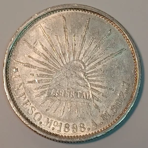 Mexico 1898 Go RS Silver un peso, Second Republic XF-AU JBTr 15 - Picture 1 of 5