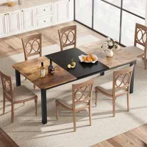 78.7" Long Dining Table For 6~8 People, Industrial Kitchen Table, Wood Dinner Ta - Picture 1 of 7
