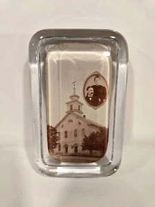 Vintage c1914 Glass Photo Paper Wieght, Church, Lewis P. Peters, Cementon, Pa. - Picture 1 of 4