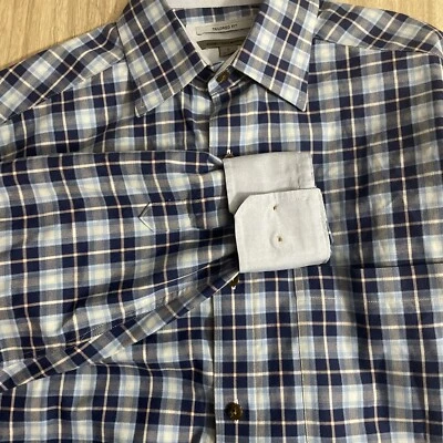 Camisa de vestir Johnson & Murphy abotonada LS talla Manga de puño S a medida a cuadros Foto 1 de 4