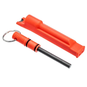 ASR Outdoor 3 in 1 Flint Rod Striker Fire Starter Whistle Orange Green Black - Picture 1 of 21