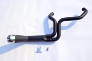 2 Into 1 Staggered Black Exhaust 5 Speed Harley Twin Cam Touring Bagger 48 Angle - Picture 1 of 16