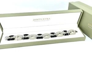 Judith Ripka Black White Lucite Sterling Bracelet! With Box! - Picture 1 of 8