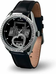 ILLINOIS FIGHTING ILLINI WOMEN'S BLACK BEAT WATCH FLOATING HEART CRYSTALS - Picture 1 of 1