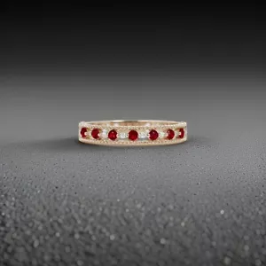 Silver Ruby & Zirconia Stackable Engagement/Wedding/Anniversary Ring For Women - Picture 1 of 9