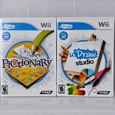 Wii Pictionary U Draw Studio Juegos Paquete Lote Nintendo THQ Arte Fiesta Juego Familiar Foto 1 de 4