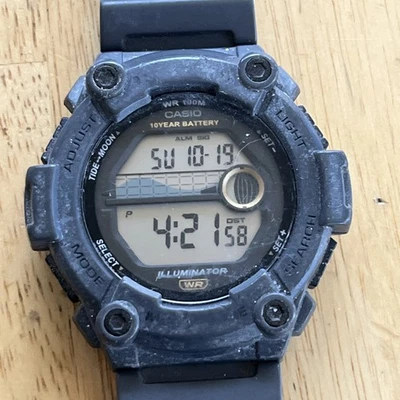 Casio WS-1300H Gráfico Luna/Marea, 100 Metros WR, Batería 10 Años, 3 Alarmas, ¡Funciona! Foto 1 de 4