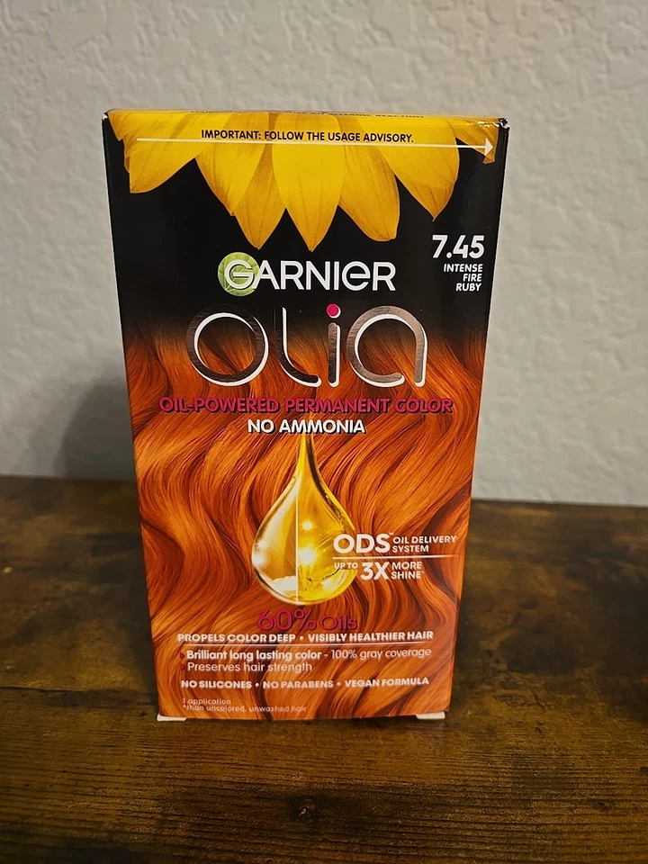 NIB GARNIER OLIA OIL-POWERED PERMANENT COLOR, NO AMMONIA, INTENSE FIRE RUBY 7.45 - Image 1 of 1