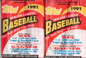 1991 OPC O-Pee-Chee baseball lot of 2 SEALED wax packs Chipper Jones rookie ??? - Foto 1 di 2
