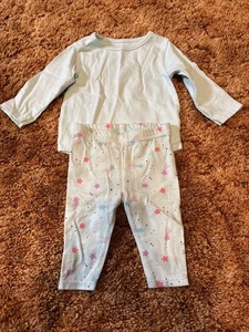 Garanimals 0-3 Monate Langarm & Hose Outfit türkis bunt Sterne - Bild 1 von 4