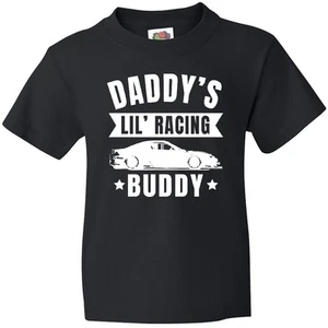 Inktastic Daddys Lil Racing Buddy Youth T-Shirt Kids Little Fun I Love Racecar - Picture 1 of 9