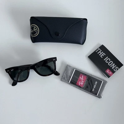 Ray-Ban Nuevo Wayfarer Tortuga Verde Clásico G-15 RB2140 902 50mm Foto 1 de 4