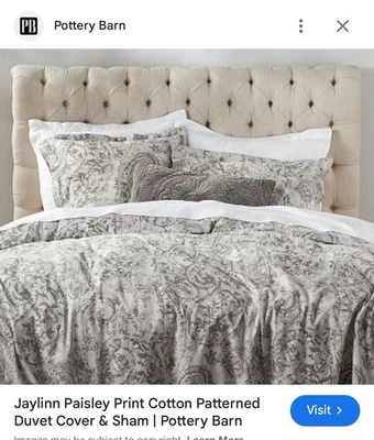 Almohada Pottery Barn Jaylinn estampado cachemir ESTÁNDAR gris algodón/lino (1) Foto 1 de 4