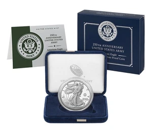 Unopened - 250th Anniversary US Army American Eagle One Ounce Silver Proof Coin - Picture 1 of 2