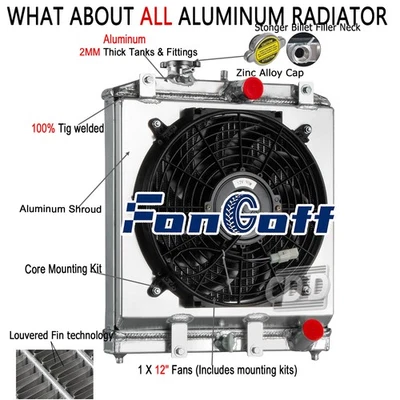 Aluminum Radiator+Shroud Fan For 92-2000 98 Honda Civic EK EG SOL Integra DB DC Foto 1 de 4