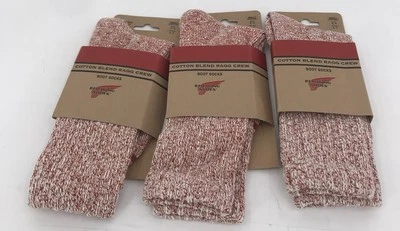 Red Wing Shoes Cotton Ragg Crew Socks Women’s Size 4-7 Mens 3-6 Red Three Pairs - Image 1 of 4