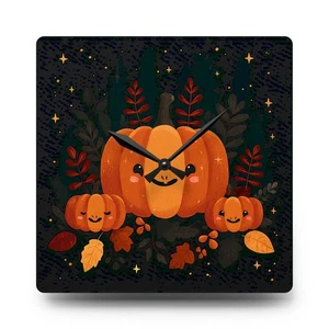 Halloween Pumpkin Wall Clock Acrylic Round or Square Décor High-End Durable - Picture 1 of 9