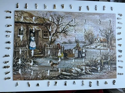 PINTURA VINTAGE VITÓRIA CAIXA DE OURO MADEIRA COMPENSADA QUEBRA-CABEÇA INVERNO NO PAÍS - Imagem 1 de 4