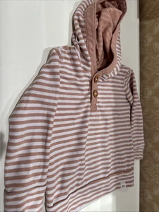 Lulu & Roo Toddler Boy Size 3T Long Sleeve Tan & White Hooded Top - Picture 1 of 5