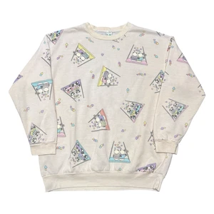 Vintage La Playa Sweatshirt Womens Medium Panda Love Print Pullover USA 90s - Picture 1 of 9