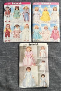 Lot of 3 Butterick Sewing Patterns for 18" DOLL Clothes American Girl Size Uncut - Picture 1 of 7