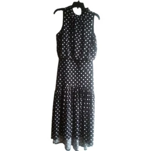New Cato Blue And WhitePolka Dot Sleeveless Stretchy High-low Maxi Dress Size M - Picture 1 of 12