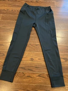 SPYDER Active Ladies Size Large Blue Fleece Lined Leggings Pants Pockets READ - Picture 1 of 12