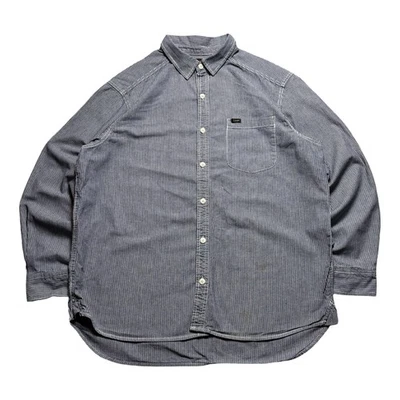 Camisa De Colección Y2K Lee Nogal Rayas Botón Ferrocarril XL Foto 1 de 4