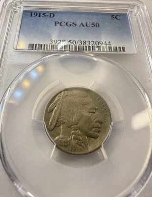 1915-D Buffalo Nickel PCGS AU50 Denver Nice Semi Key Date Buffalo - Image 1 of 4