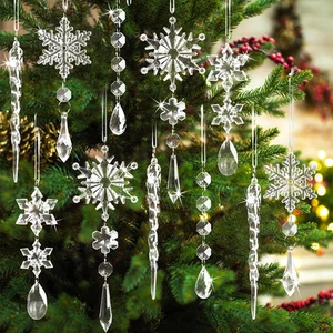 18 Piezas Adornos de Navidad de Cristal para Decoraciones de Árboles-Copo de Nieve Acrílico Colgante - Imagen 1 de 12