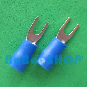20 Stck. Neu Gabelklemme Crimp Spaten Draht Stecker, #4, 27 AMP, 16 ~ 14 AWG, blau - Bild 1 von 4