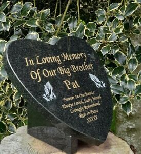  Personalised Memorial Grave Plaque Memorial HeadStone Granite Heart Grave Stone
