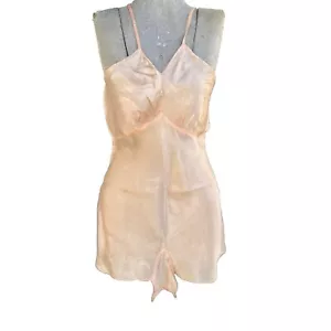 Vintage 40s CC41 Utility Label Cami Knickers Peach Floral Rayon Romper - Picture 1 of 9