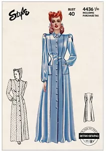 1940s Princess House Coat with Hood Sewing Pattern Bust 40 - Picture 1 of 3