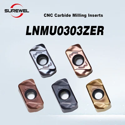 10pcs CNC Carbide Fast Feed Milling Inserts LNMU0303ZER Double Face Blade Tools - Image 1 of 4
