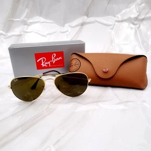 Ray-Ban RB3025 Dark brown Lens & Golden Frame Unisex Adults's Aviator Sunglasses - Picture 1 of 8