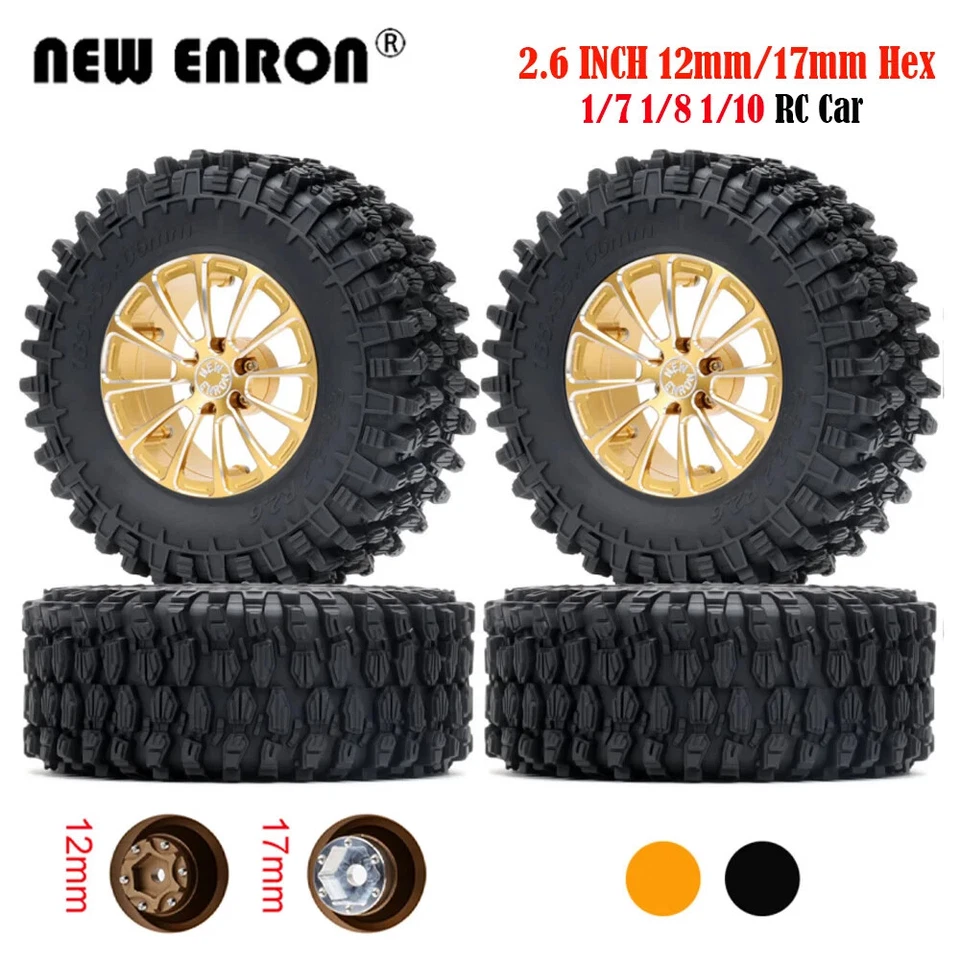 Offset -7.5mm 2.6" Beadlock 12/17MM Hex Wheel Rim 135mm Rubber Tires For RC Car - Image 1 of 4